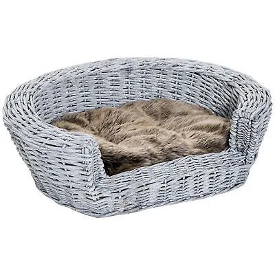 £32.99 • Buy PawHut Elevated Dog Cat Couch Pet Basket Sofa Bed Wicker Willow Rattan W/Cushion