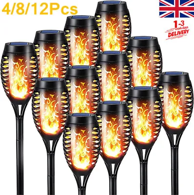 £19.95 • Buy 12× Flame Effect Solar Power Lights Stake Garden Path Flickering LED Torch Lamp