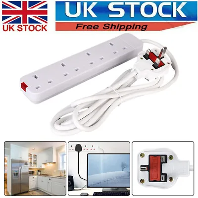 Extension Lead Cable Cord UK 4 Gang Way 2.5M Electric Mains Power Plug Sockets • £6.50