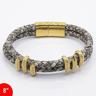 $29.64 • Buy Dragon Claw Leather Bracelet With Adjustable Stainless Steel Claws - Size 8 