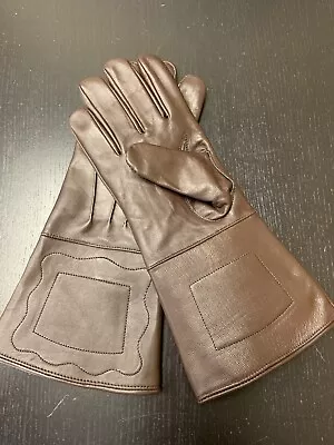 NEW Brown Leather Gauntlet Gloves - Size SMALL - Excellent Civil War Steampunk • $21.99