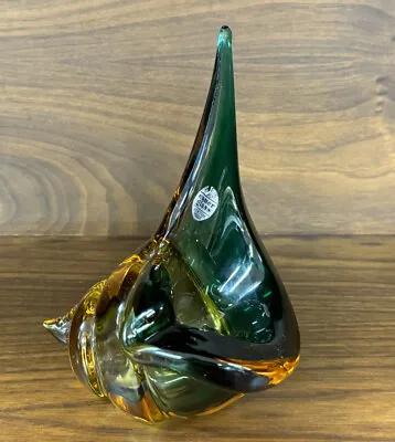 Vintage Alfredo Barbini Murano Glass Shell Ashtray Bowl Camer Label • $149