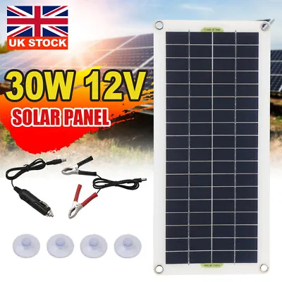 £22.89 • Buy Portable Solar Panel 12V30W Car Van Boat Caravan Camper Trickle Battery Charger