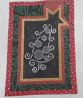 Mindy Handpainted Needlepoint Canvas ABSTRACT CHRISTMAS TREEE 5  X 7 ⅜  High • $49.95