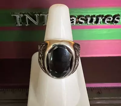 VTG Southwestern Sterling Silver Hematite Thunderbird Ring- Sz 9.25 -14.61g • $92.95