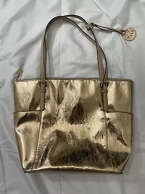 Michael Kors Purse Tote Metallic Mirror Rose Gold 12x16x4  • $74.95