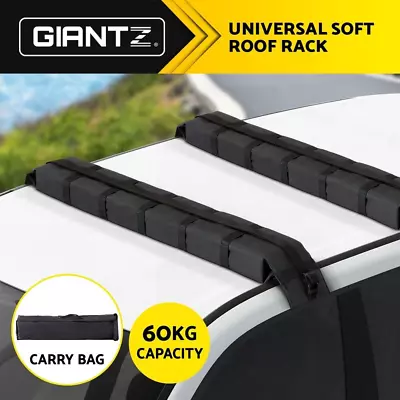 Universal Soft Car Roof Rack 116cm Kayak Luggage Carrier Adjustable Strap Black • $46.95