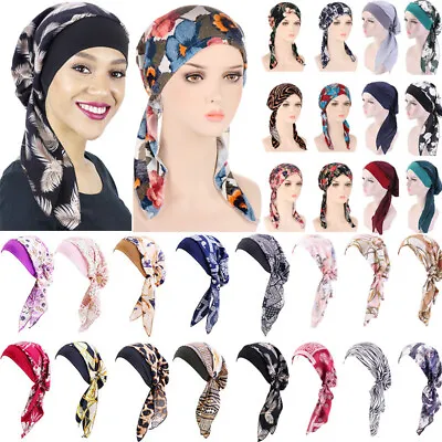 Pre-Tied Turban Hat Headwear Hair Loss Muslim Hijab Cancer Head Scarf Chemo • £5.12