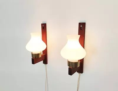 Pair Of Mid Century Opaline Sconces / Wall Lights Vintage Wall Lamps Swedish • $150