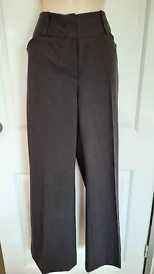 NEXT Check Trousers Womens UK12 Brown Work Wide Leg Work Mid-Rise • £9.98