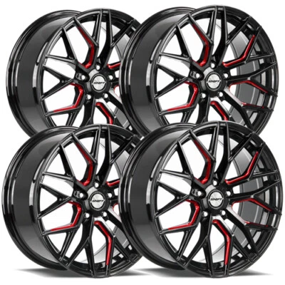 $771.96 • Buy (Set Of 4) Shift H33 Spring 18x8 5x112 +35mm Black/Red Wheels Rims 18  Inch