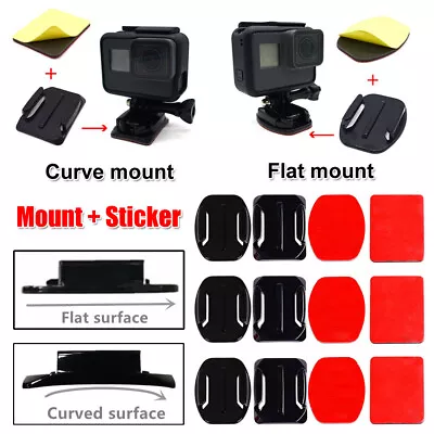 Car Holder Flat Curved Mounts Adhesive Sticker Pad For GoPro Hero Xiaomi Yi 4K • £3.20