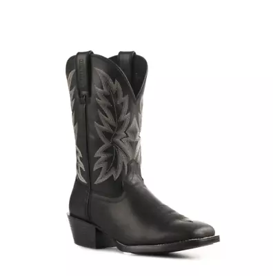 Men's Black Onyx Full-Grain Leather Square Toe Cowboy Boots • $90