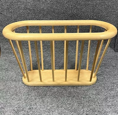 Vintage Mid Century Modern Magazine Rack Holder Wooden Spindle MCM 21x13x9 • $49.98