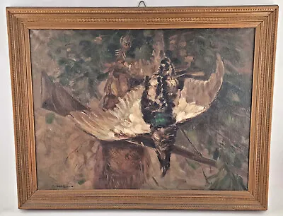 9160009 Oil Painting Oehme Jagdliches Still Life With Pheasant IN Stucco Frame • £340.49