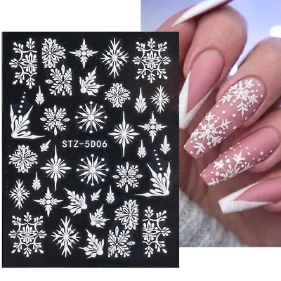 Christmas 5D White Nail Stickers Self-adhesive  Christmas Nail Decorations • $3.42