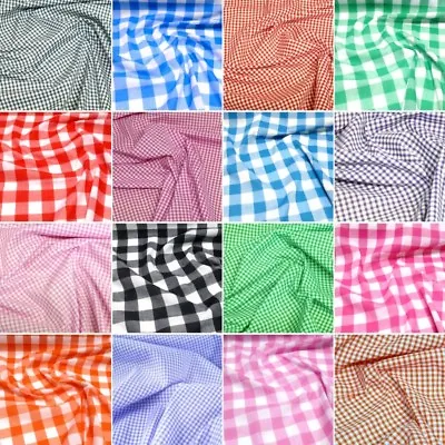 Polycotton Fabric 1/8  1/4  1   Gingham Check Dress Craft School Summer • £1.50