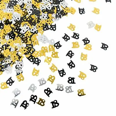 £2.99 • Buy Party Table Confetti Decorations Black Gold & Silver 18th Birthday Age Sprinkles