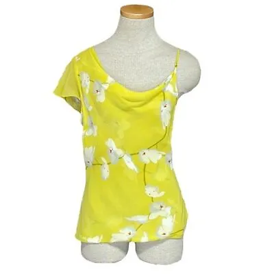 VERSACE Blouse Women's S Small Yellow Floral Asymmetrical Sleeves Top • $48.29