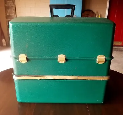 Vintage Green Large Umco 3500 U Tackle Box With Possum Belly 10 Tray Made In USA • $275