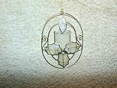 Metal Oval Mother Of Pearl Shell Candle/holly Ornament  #D • $3.99
