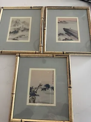 Small Vintage Chang Shu Chi Ethan Allen Bamboo Frame Art Cards • $45