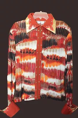 Vintage CJ Apparel Western Pleasure Womens XL Show Shirt Rail Horsemanship Red • $44.99