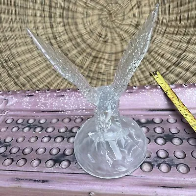 Cristal D' Arques Clear Lead Crystal Eagle W/Fish On Frosted Crystal Nest Base   • $25