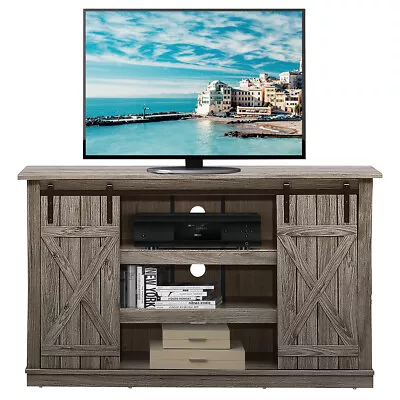 Sliding Barn TV Stand For TVs Up To 60  Console Table Flat Screen Bedroom Grey • $139.99