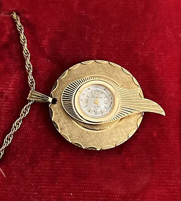 VINTAGE LUCERNE SWISS PENDANT WATCH NECKLACE WORKING Brenzikofer & Co. S.A. • $23.99