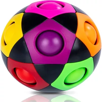 Magic Rainbow Ball Fidget Toy Speed 3D Puzzle Cube Brain Teasers Adults Kids • £7.95