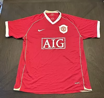 Nike Manchester United Soccer Jersey AIG 2006 MUFC Sphere Dry Red Home XL Footie • $49.95