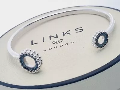 LINKS OF LONDON Effervescence Blue Diamond Bracelet Bangle Silver RRP460 M NEW • £190