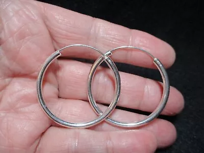 Vintage 925 Sterling Silver Hoop Earrings 1.5 Inch 5.6 Grams • $25