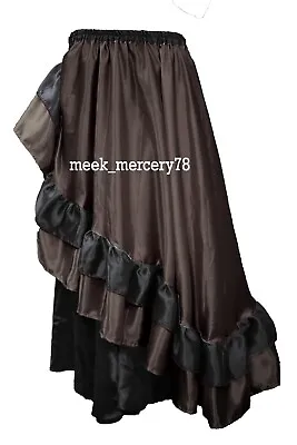 Pleated Skirt Women Wear Belly Dance Half Circle Satin Brown Steampunk Skirt S57 • $42.27