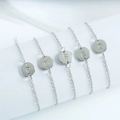 Silver Women Alphabet Letter Initial Friendship Bridesmaid Gift Chain Bracelet • $4.46