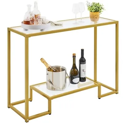 Console Table Tempered Glass Narrow Sofa Table For Entryway Living Room Gold • $69.99