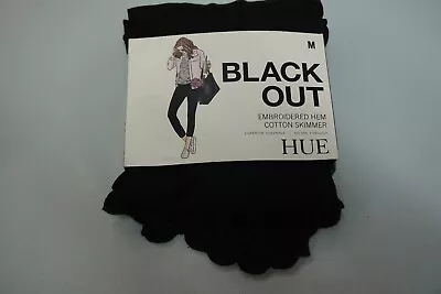 HUE Women's  Black Embroidered Hem Cotton Skimmer Leggings Size Multiple MSRP$40 • $20