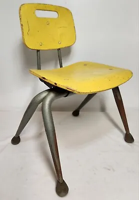 Vintage School Desk Chair Brunswick MCM Wooden Mid Century Modern Painted Yellow • $39.99