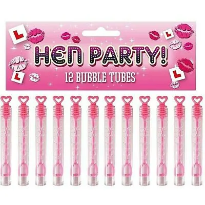 £3.79 • Buy 12 Pink Heart Bubble Tubes Hen Girls Party Bag Fillers Childrens Wedding Favours