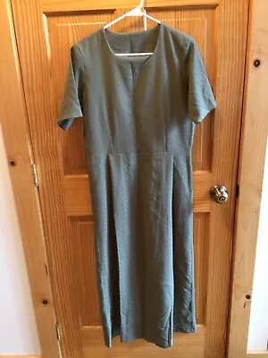 Amish Mennonite Hand Made Ladies S/S Olive Green Dress B42 EUC Plain Clothing • $12.99