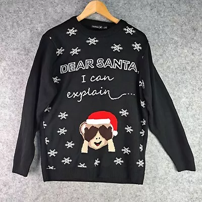 Boohoo Jumper Womens Small Medium Black Christmas Sweatshirt Dear Santa Snow • $19.95