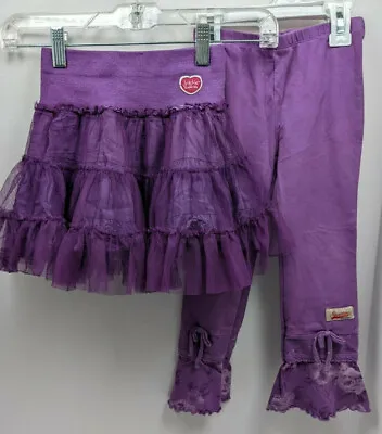 Naartjie Jie Jie Size 3 XS 4 S Set Skirt Pants Purple Tulle Netting Roses EUC • $19.99