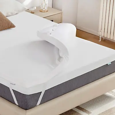 Gel Memory Foam Mattress Topper Ventilated Pad For Back Pain With Soft Cover • $119.99