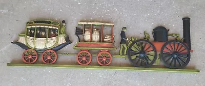 Vintage 1960's ETHAN ALLEN BAUMRITTER Steam Train Locomotive Wall Plaque Decor • $37.46