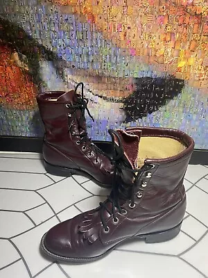 Vintage Justin Lacer Granny Steampunk Cowboy Boot Women Size 6 • $35