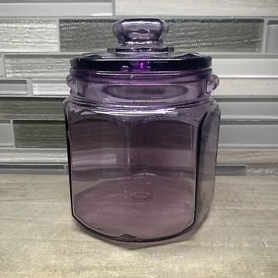 Vintage Purple Clear Glass Antique Apothecary Canister Treat Jar Dated 1900 • $50.99