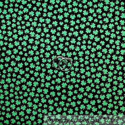BonEful Fabric FQ Cotton Quilt Black Green Irish Shamrock Clover Small Tiny Leaf • $7.03