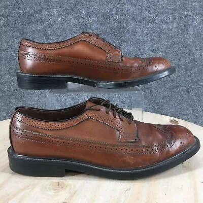 Vintage Oxford Wingtip Dress Shoes Mens 12 D Wonderlite Longwing Brown Leather • $29.69