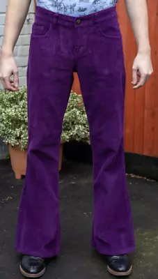£36.50 • Buy Men's Retro Vintage 60's70's Style  Bellbottom Flared Purple  Cords 